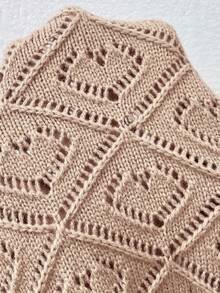 SHEIN Clasi Solid Color Hollow Knit Plus Size Cardigan - Khaki - View 5