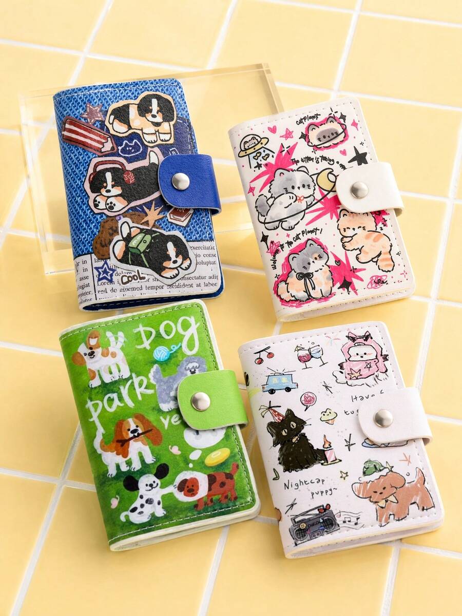 Joivida 1PC Mini Card Organizer, Lovely Credential Pouch With Multiple Slots Big Storage, Smooth PU Leather, Hand Drawn Animal Cartoon Print, Anti Demagnet Feature, Well-Liked Daily Essential, Ideal For Travel Study Work, Nice Festival Present - Multicolor - View 1