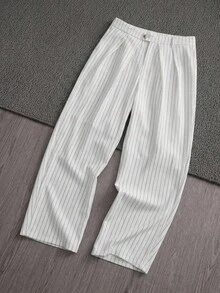 Manfinity VCAY Men's Casual Versatile Commuter Striped Long Pants - White - View 7