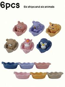 MINKOJA Animal Boat Bath Toy, Floating Water Figure With Connectable & Stackable Design, Mix-And-Match Animal Figure For Tub Play, Ideal Birthday & Holiday Gift, Pool & Bath Time Entertainment For All Ages, Versatile Floating Activity Toy - Multicolor - View 10