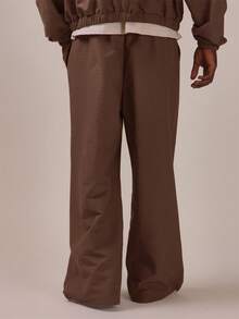 Musero Nylon Bungee Chord Waist And Hem Track Pants Contrast Colour Spring Summer Essentials - Coffee Brown - View 4