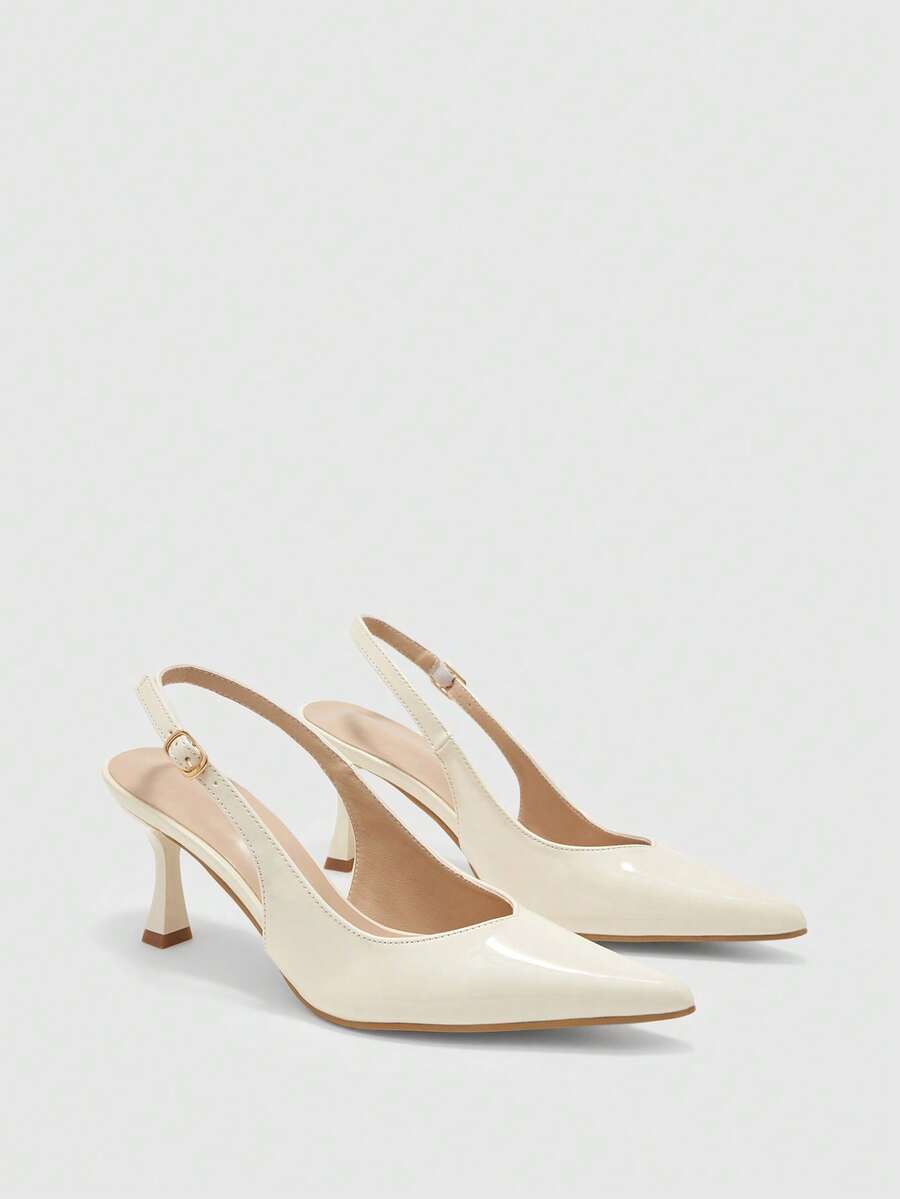 CUCCOO BIZCHIC Women's Pointed Thin Heels, High Beige Back Strap, Women ...