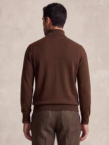 Lornavo Men's Solid Color High Neck Long Sleeve Sweater High Quality - Mocha Brown - View 2