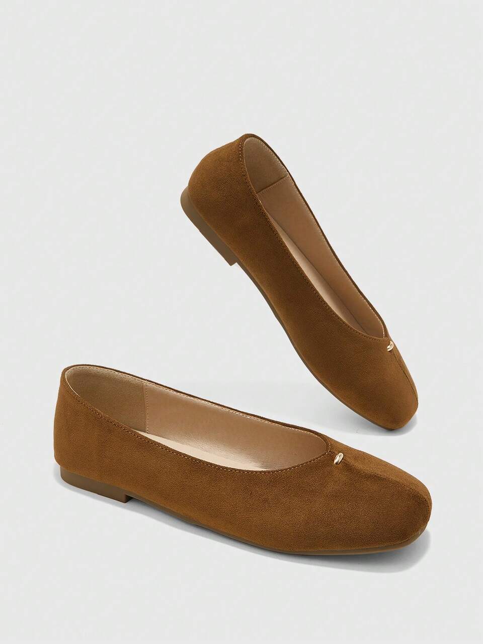 CUCCOO BIZCHIC New Dark Brown Flat Bottom Square Toe Fashionable And Comfortable Women's Flat Sole Shoes