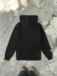 SHEIN 青少年男孩連帽街頭風 Y2K 字母印花萬聖節運動衫 - 彩色 - 查看 2
