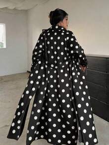 POPSWAY Plus Size Women's Polka Dot Casual Daily Trench Coat Jacket Fall - Multicolor - View 1