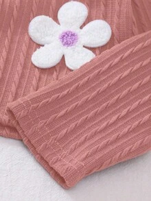 SHEIN Elladie kids 女童柔軟紋理麻花針織開襟衫，可愛優雅甜美公主風，百搭時尚外套，適合春、夏、秋季日常穿著、聚會、派對、外出、上學 - 粉色 - 查看 8