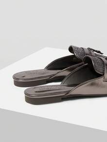 MOTF PREMIUM Zapatos planos casuales de punta redonda para mujer - Color de la pistola - Ver 4