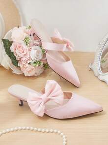 CUCCOO HITCHD Women Chic Side Buckle Sexy Pointed Toe Hollow Back High Heels Valentine Day Spring Shoes For Christmas Kitten Heels Fall Shoes - Pink - View 1