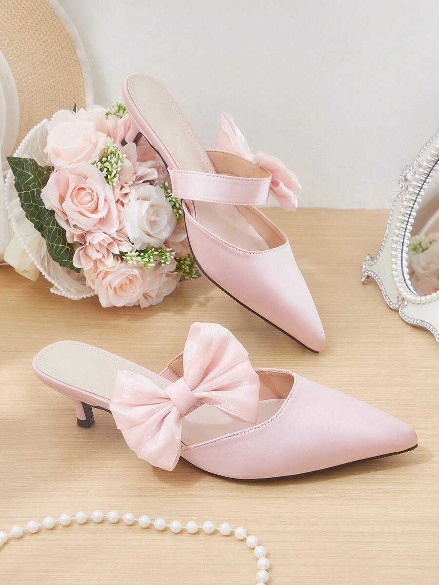 CUCCOO HITCHD Women Chic Side Buckle Sexy Pointed Toe Hollow Back High Heels Valentine Day Spring Shoes For Christmas Kitten Heels Fall Shoes - Pink - View 1
