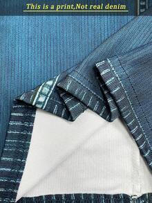 Resyla Gaun Wanita Modis Serbaguna dengan Motif Denim dan Leher Halter - MultiWarna - View 4