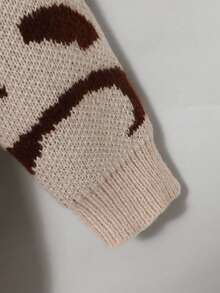 Girls' Fuchsia Fashion Casual Leopard Print Long Cardigan, Autumn/Winter - Multicolor - View 3