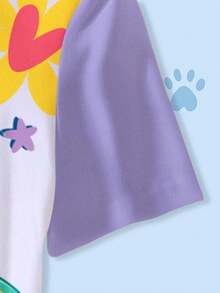 SHEIN | PAW Patrol 女童夏季休闲狗狗印花圆领短袖连衣裙 - 白色 - 查看 4