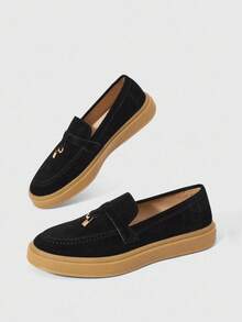 Sleekvia Women's Black Flat Commuter Loafers Fall Shoes - Black - View 4