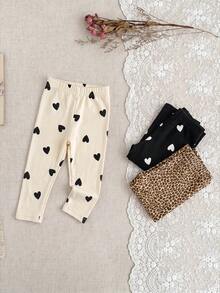 SHEIN 3件組女嬰新款極簡風內搭褲，時尚俏皮設計，柔軟面料，適合室內與戶外活動 - 彩色 - 查看 4