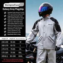 SHEIN Unisex Adult Separate Rain Jacket & Pants Set, Full Body Heavy Rainproof Motorcycle Riding Rain Suit With Adjustable Hood, Full Coverage Waterproof Rain Gear For Work, Travel & Outdoor Activities - Men's and women's styles - View 19
