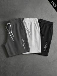 PAVTROS Men's Drawstring Waist Letter Pattern Casual Daily Shorts