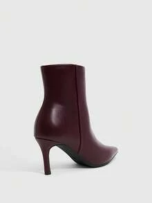 Daringsoles Women's Pointed Toe Stiletto Heel Ankle Boots, 2026 Autumn/Winter New Burgundy Soft Leather, Versatile For Shopping, Commuting, Dating Fall Shoes - Burgundy - View 4