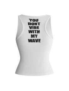 ROMWE Y2K Letter Print Women's Casual Tank Top - White - View 2