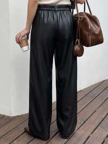 DAZY Women's Solid Color Casual Versatile Wide Leg Long Pants For Daily Wear - Black - View 2