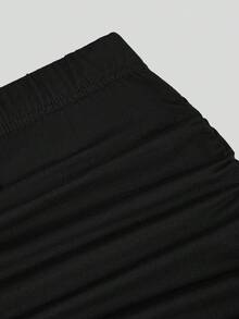 Sweetra Plus Size Women's Soft Matte Solid Color Polka Dot Skirt, High Waist Ruched Design Mermaid Tail Skirt, Body-Hugging Slim Fit Hip-Flattering Concealing Flattering Height-Enhancing Elegant Drape Versatile Skirt, High Waist Ruched Mermaid Tail Skirt, Solid Color Polka Dot Slim Fit Hip-Flattering Skirt - Black and White - View 13