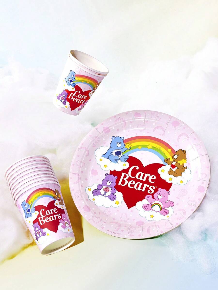 SHEIN X Care Bears Gelas Kertas Sekali Pakai, Piring Kertas, 10 Buah Masing-masing - MultiWarna - View 1