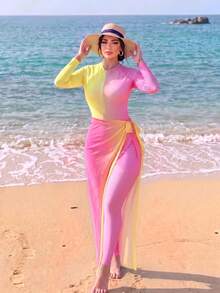 Swim Shayni 漸層拉鍊多件式優雅保守女款泳衣套裝 - 彩色 - 查看 8