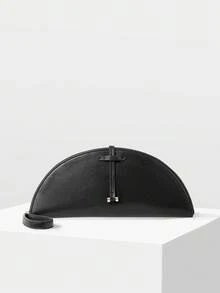 MOTF WOMEN'S FASHION HALF-MOON CLUTCH, CLASSIC BLACK, MINIMALIST HANDBAG FOR DAILY, COMMUTING, BANQUETS, DRESS MATCHING - Black - View 2