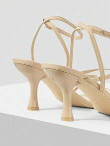 Mnmlis Women's Square Toe Apricot Strap Fashion High Heel Sandals, Suitable For Commuting, Dating And Party Wear - Apricot - View 3