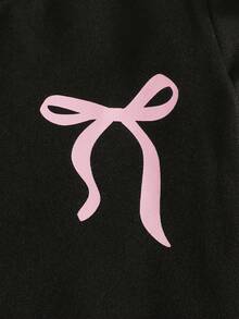 SHEIN 新生女嬰粉黑時尚套裝 短袖上衣附3D蝴蝶結 可愛套裝 0-9個月嬰兒適用 - 黑色 - 查看 8