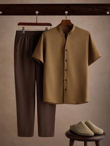 Core Aspect Men's Casual Commute Shirt And Pants Set - Multicolor - View 1