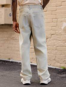 BelSigned BelSigned Loose Fit Men's Slant Pocket Straight Leg Jeans - Blue - View 2