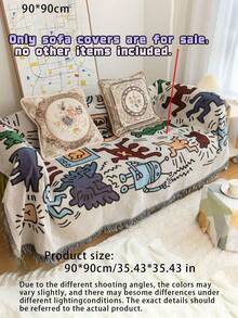 Japanese Korean Style Graffiti Sofa Cover, Ins Universal Dustproof Sofa Throw Blanket, Decorative Sofa Towel For Single Sofa - Multicolor - View 18