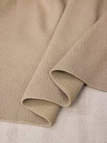 Veilorie Women's Solid Color Asymmetrical Shawl And Sweater Elegant Set - Khaki - View 8