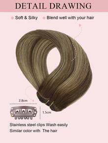 Clip In Hair Extensions Real Human Hair, Remy Human Hair Extensions Clip Ins For Women, Natural Human Hair, 70-120g 7Pcs - S4/27/4 - View 5