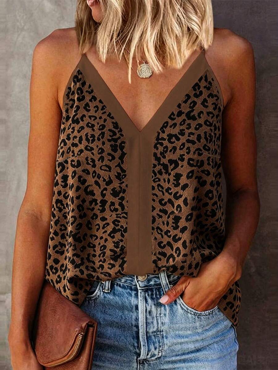 SHEIN LUNE Women's Summer Leopard Print Camisole Tank Top - Multicolor - View 1