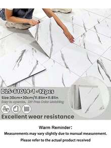 12/24PCS Matte Self-Adhesive Vinyl Marble Floor Tiles,Thickened Wear-Resistant,Easy Installation, Suitable For Bedroom,Living Room,Shopping Mall,Office Building,Modern Floor Sticker,Anti-Slip Floor Sticker,PVC Self-Adhesive Wall Sticker - multicolor - View 27