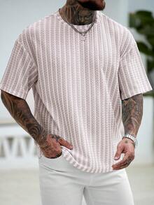 Manfinity CasualCool Men's Knitted T-Shirt, Multi-Color, World Cup Vacation - Mauve Purple - View 6