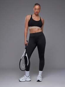 Voyena Women's Plus Size Colorblock Casual Daily Sports Bra - Black - View 4