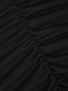 Sweetra Plus Size Women's Soft Matte Solid Color Polka Dot Skirt, High Waist Ruched Design Mermaid Tail Skirt, Body-Hugging Slim Fit Hip-Flattering Concealing Flattering Height-Enhancing Elegant Drape Versatile Skirt, High Waist Ruched Mermaid Tail Skirt, Solid Color Polka Dot Slim Fit Hip-Flattering Skirt - Black and White - View 15