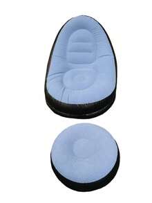 Inflatable Chair With Footstool, Flocked Surface Inflatable Sofa For Adults, Comfortable Inflatable Air Cushion Chair, Waterproof Portable Inflatable Sofa, Inflatable Sofa For Camping - Chair - View 12
