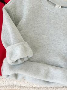 SHEIN 男童舒適休閒寬鬆小馬印花圓領長袖運動衫上衣 - 彩色 - 查看 6