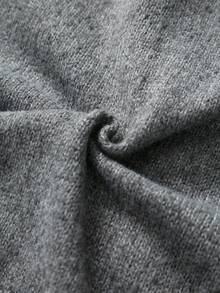 GlowEve CURVE Plus Size Women's Long Sleeve Gold Button Contrast Trim Knit Cardigan - Grey - View 7