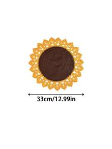 Zazumi 1PC Flower & Sunflower Shaped Table Mat, Imitate Hand Crochet Knitted Design Made Of Soft Milk Silk Fabric, Delicate Floral Hollow Embroidery Pattern, Heat Resistant, Anti-Slip, Stain Resistant And Easy To Clean Decorative Doily Table Runner - Multicolor - View 8