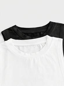 FeverCity Men's Solid Color Casual Versatile Daily Wear Tops 2pcs/Pack - Multicolor - View 3