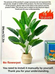 Large Artificial Bird Of Paradise Tree, Complete With Tropical Artificial Banana Leaves, Large Plant Leaves, Plastic Palm Plants, And Realistic Tactile Leaves, Suitable For Home Garden Decoration. Slight Differences Exist Before And After Assembly. - Green - View 9