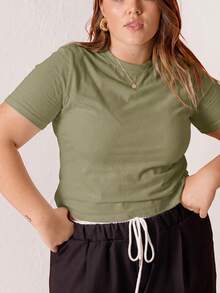 Aralina Curve 白色修身棉質 T-shirt - Limelight Green - 查看 5