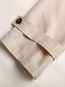 Tween Girl Casual Daily Fashion Button Long Sleeve Lapel Trench Coat - Apricot - View 4
