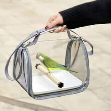 Parrot Carrier, Breathable Pigeon/Lizard/Hamster Portable Cage, Transparent Full-View Bird Carrier, Small Pet Supplies - Grey - View 4