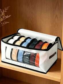 Haus Hana Foldable Storage Box With Clear Window Large Capacity Clothes Organizer For Wardrobe Bedroom Fabric Collapsible Container Unit - Black - View 6